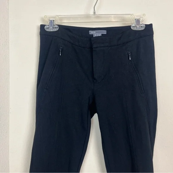 VINCE. Black Ponte Stretch Knit Skinny Pants 4 SMALL Fitted Zipper - Picture 3 of 6